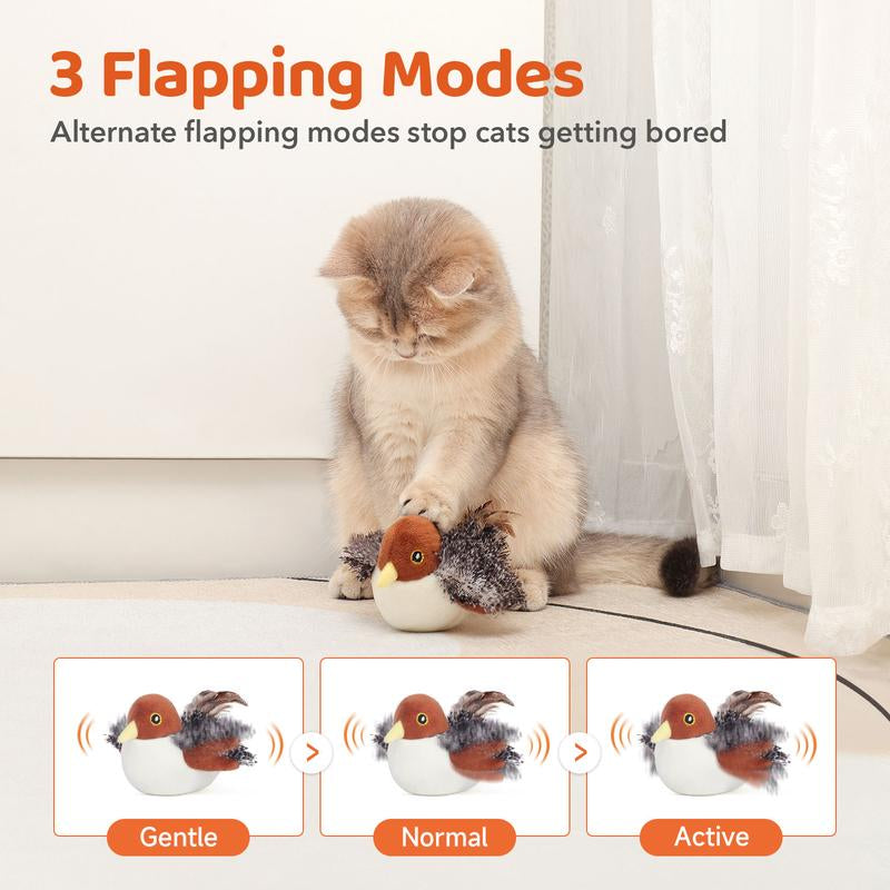 Potaroma Cat Toys Flapping Bird (DON'T FLY), Lifelike Chirping Cat Kicker (DON'T FLY), Rechargeable Touch Activated Interactive Kitten Toy