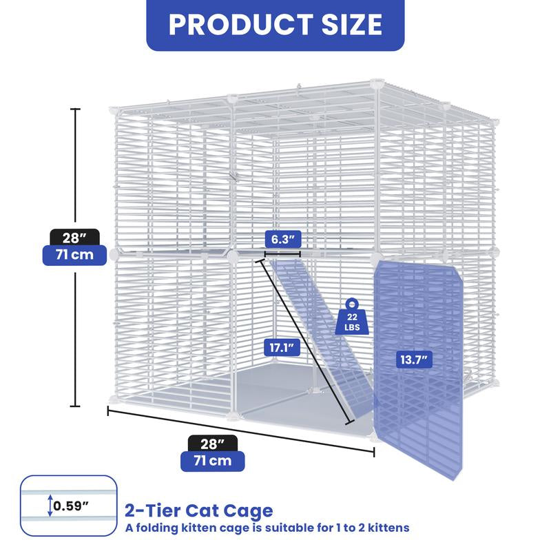 YITAHOME Cat Cage Indoor Cat Enclosures DIY Cat Playpen Metal Kennel with Extra Large Hammock for 1-2 Cats, Ferret, Chinchilla, Rabbit, Small Animals