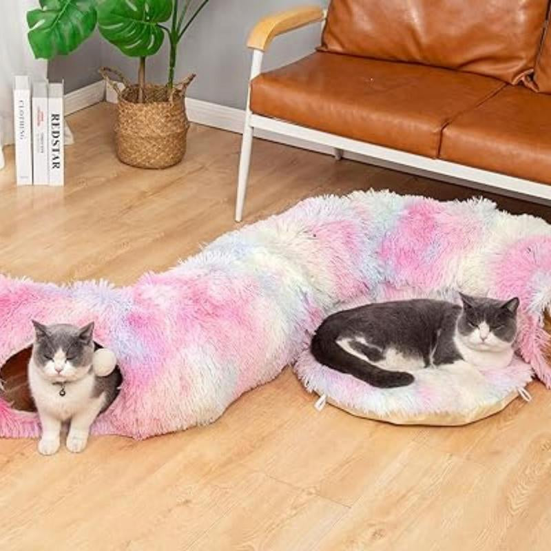 Cat Tunnel Winter Warm Fleeced Cat Bed, Indoor Cat Bed, Easy to Clean, Multi-Functional Cat Toy for Small & Medium Cat, Pet Supplies