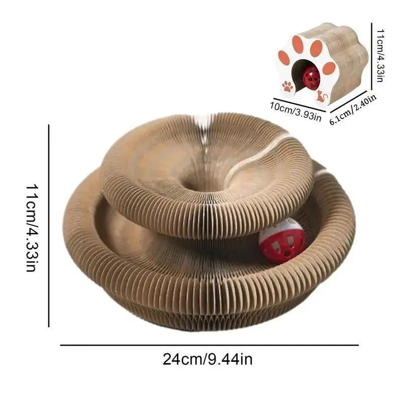Accordion Cat Scratching Board, Foldable Cat Toy with Bell, Cat Claws, Cat Climbing Frame, Corrugated Paper Self-Hilarious Scratch-Resistant Cat Bed