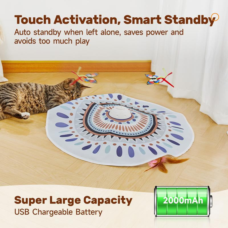 Potaroma Hide and Seek Cat Toys Rechargeable, Automatic Interactive Kitten Toy, Fluttering Butterfly, Moving Feather, Kitten Wand Toy