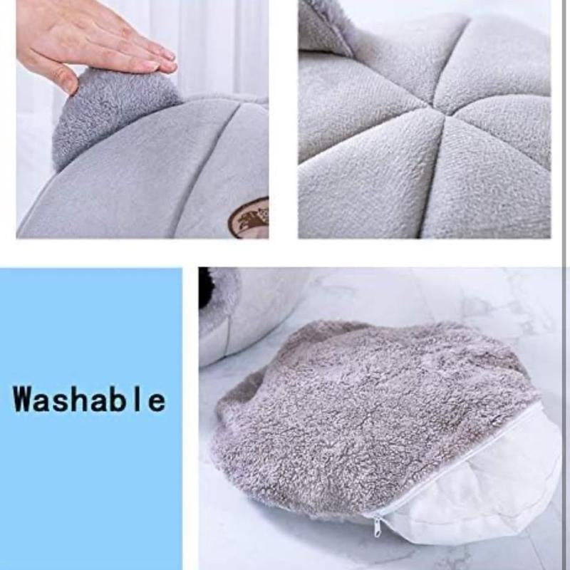 Cat Cave Bed for Indoor Soft Premium Pet Beds No Deformation anti Slip Bottom Pets Houses for Indoor Cats Room Tent, 2 in 1 Use Foldable or Open 6-11LB Light (Grey Medium Size) (12" X 12" X12)