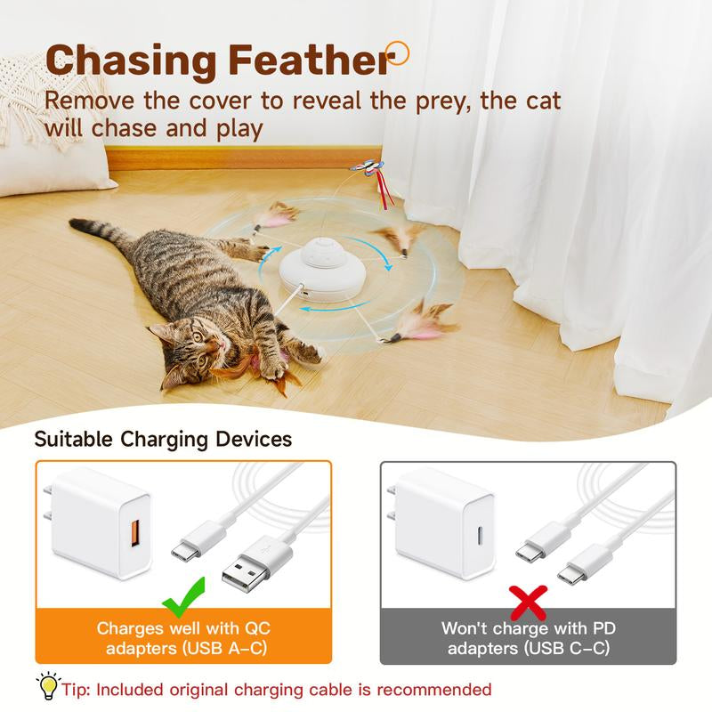 Potaroma Hide and Seek Cat Toys Rechargeable, Automatic Interactive Kitten Toy, Fluttering Butterfly, Moving Feather, Kitten Wand Toy