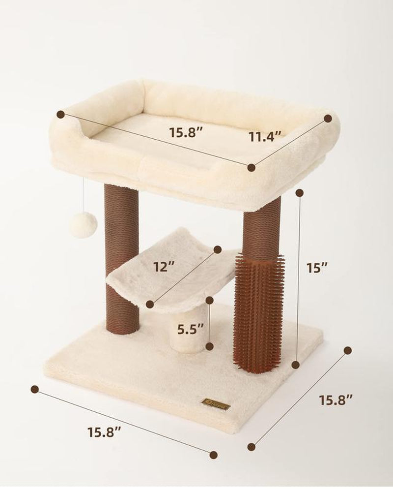 Christmas Cat Gift Cat Tree Tower, Cat Scratching Post for Indoor Cats, Featuring with Super Cozy Perch, Cat Self Groomer and Interactive Dangling Ball Great for Kittens, Elderly Cats, Adult Cats, Small Space