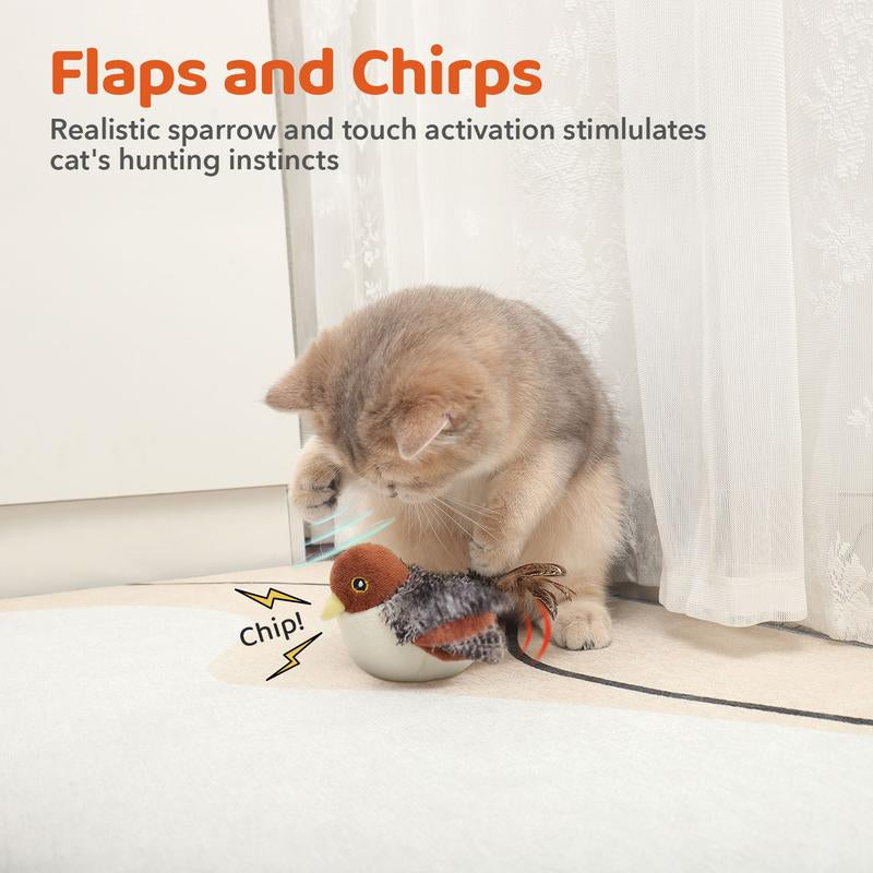 Potaroma Cat Toys Flapping Bird (DON'T FLY), Lifelike Chirping Cat Kicker (DON'T FLY), Rechargeable Touch Activated Interactive Kitten Toy