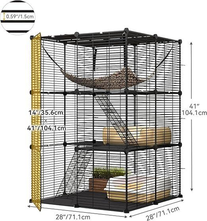 YITAHOME Cat Cage Indoor Cat Enclosures DIY Cat Playpen Metal Kennel with Extra Large Hammock for 1-2 Cats, Ferret, Chinchilla, Rabbit, Small Animals