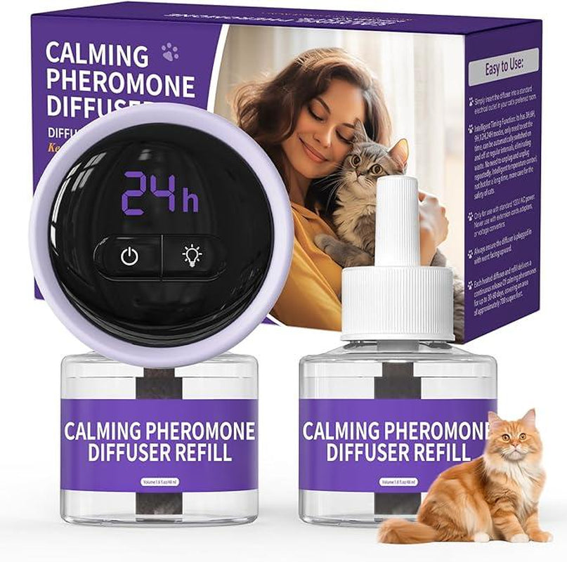 Cat Pheromones Calming Diffuser, Relieve Anxiety Stress, Cat Multicat Calming Relaxing Diffuser, Reduce Fighting Spraying Scratching, Fits All Cats