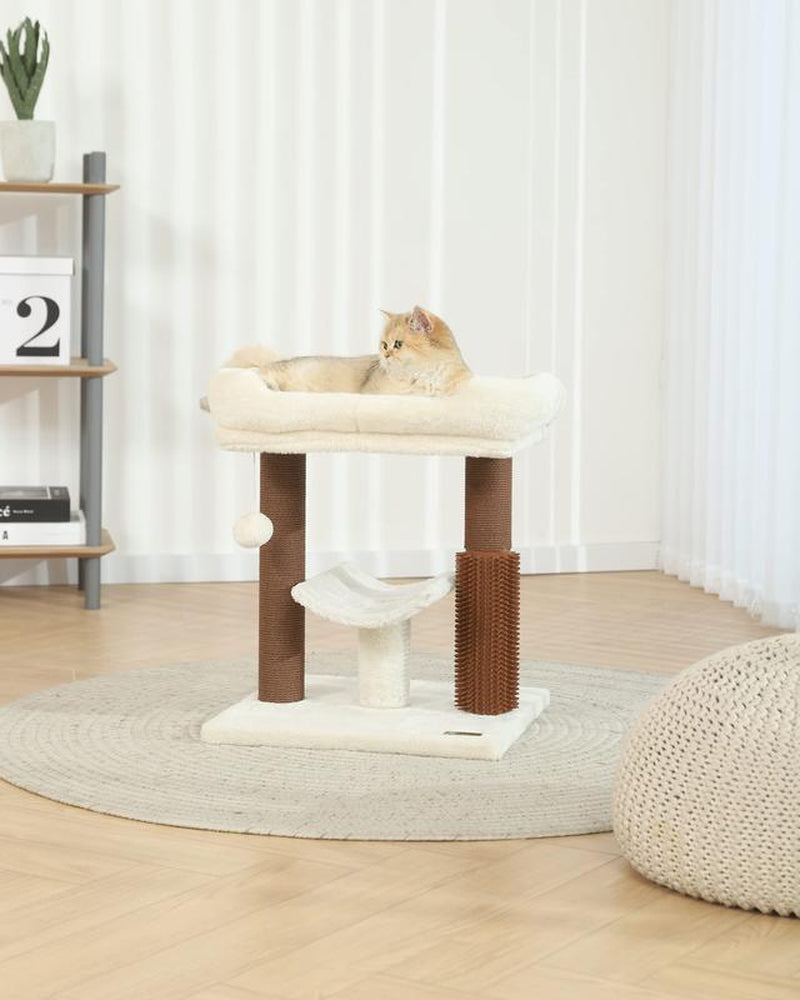 Christmas Cat Gift Cat Tree Tower, Cat Scratching Post for Indoor Cats, Featuring with Super Cozy Perch, Cat Self Groomer and Interactive Dangling Ball Great for Kittens, Elderly Cats, Adult Cats, Small Space