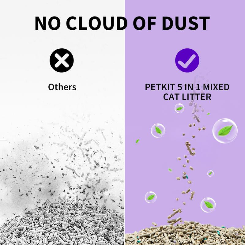 PETKIT 5-In-1 Mixed Cat Litter - Odorless Universal Clumping Litter with Rapid Clumping & Dust-Free Formula for Automatic Smart Cat Litter Box