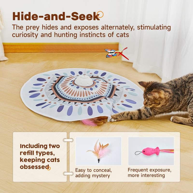 Potaroma Hide and Seek Cat Toys Rechargeable, Automatic Interactive Kitten Toy, Fluttering Butterfly, Moving Feather, Kitten Wand Toy