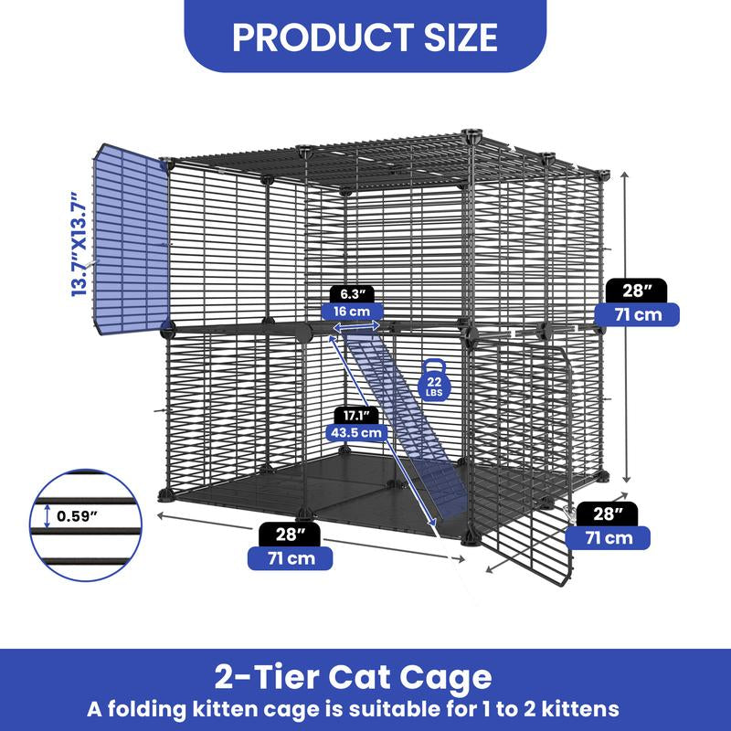 YITAHOME Cat Cage Indoor Cat Enclosures DIY Cat Playpen Metal Kennel with Extra Large Hammock for 1-2 Cats, Ferret, Chinchilla, Rabbit, Small Animals