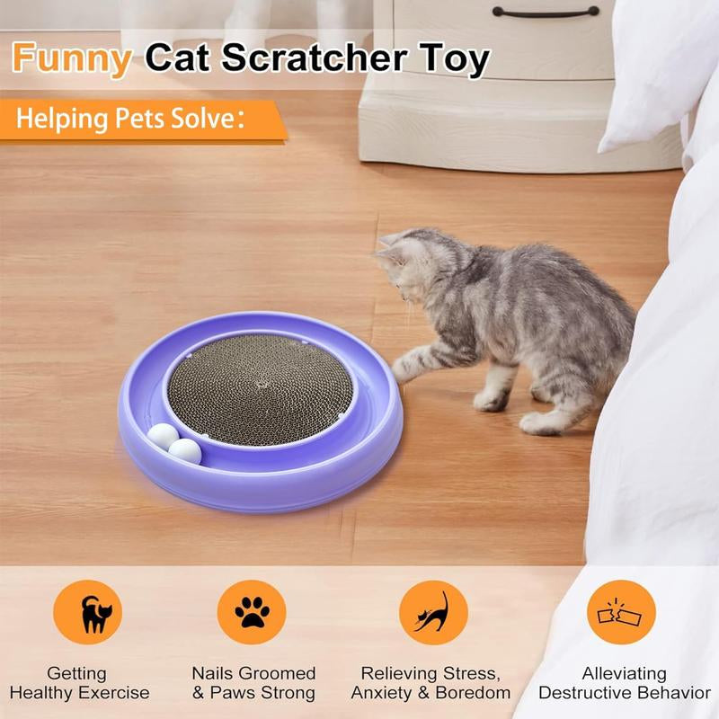 Cat Scratching Board,Cat Scratchers for Indoor Cats,Cat Ball Track,Cat Ball Toy Cat Toys for Bored Indoor Adult Cats for Kitten Mental Physical Exercise with Spare Ball to Prevent Loss (Purple)