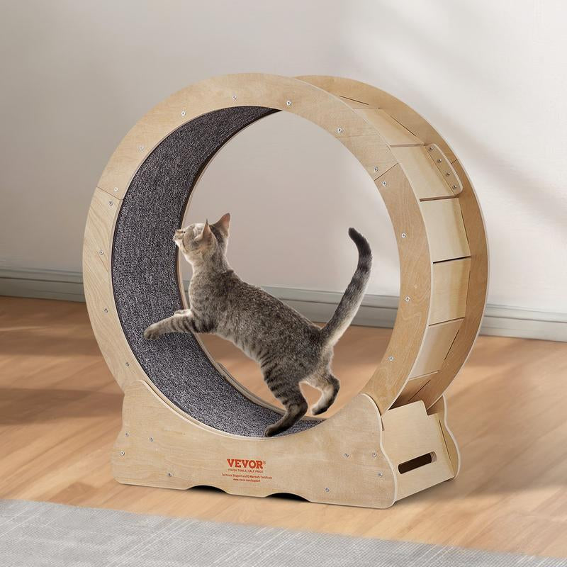 VEVOR Cat Exercise Wheel, Large Cat Treadmill Wheel for Indoor Cats, 29.5 Inch Cat Running Wheel with Detachable Carpet and Cat Teaser for Running/Walking/Training, Suitable for Most Cats