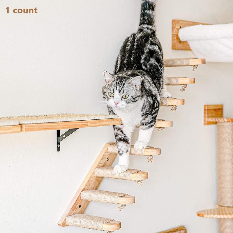 Wooden Cat Scratching Board, Wall Mounted Cat Climbing Frame, Cat Furniture for Indoor and Outdoor