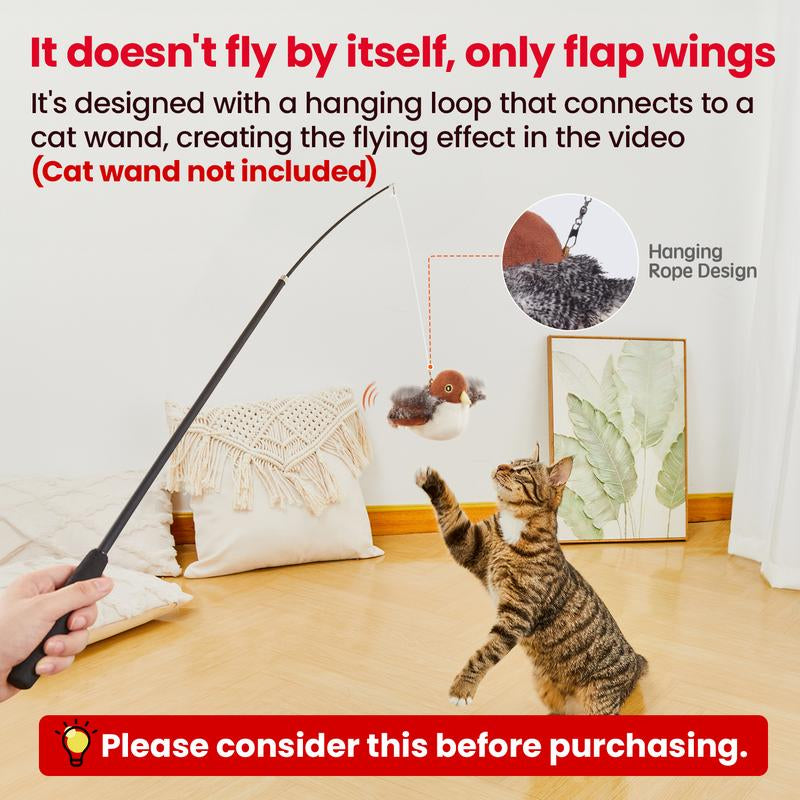 Potaroma Cat Toys Flapping Bird (DON'T FLY), Lifelike Chirping Cat Kicker (DON'T FLY), Rechargeable Touch Activated Interactive Kitten Toy