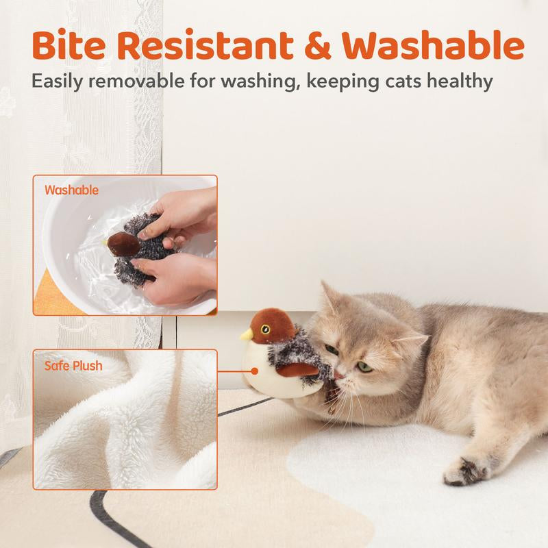 Potaroma Cat Toys Flapping Bird (DON'T FLY), Lifelike Chirping Cat Kicker (DON'T FLY), Rechargeable Touch Activated Interactive Kitten Toy