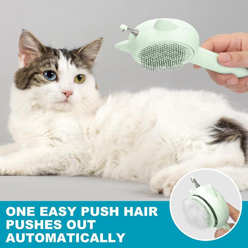 3 in 1 Cat Brush, Cat Brush with Release Button, Cat Brushes for Indoor Cats,Cat Grooming Brush,Cuddles and Meow,Cat Brush with Release Button, Cat Brushes for Indoor Cats Shedding,Cat Brush for Long or Short Haired Cats,Cuddles and Meow