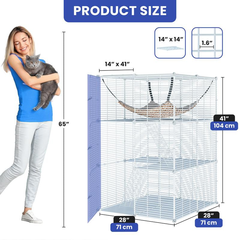 YITAHOME Cat Cage Indoor Cat Enclosures DIY Cat Playpen Metal Kennel with Extra Large Hammock for 1-2 Cats, Ferret, Chinchilla, Rabbit, Small Animals