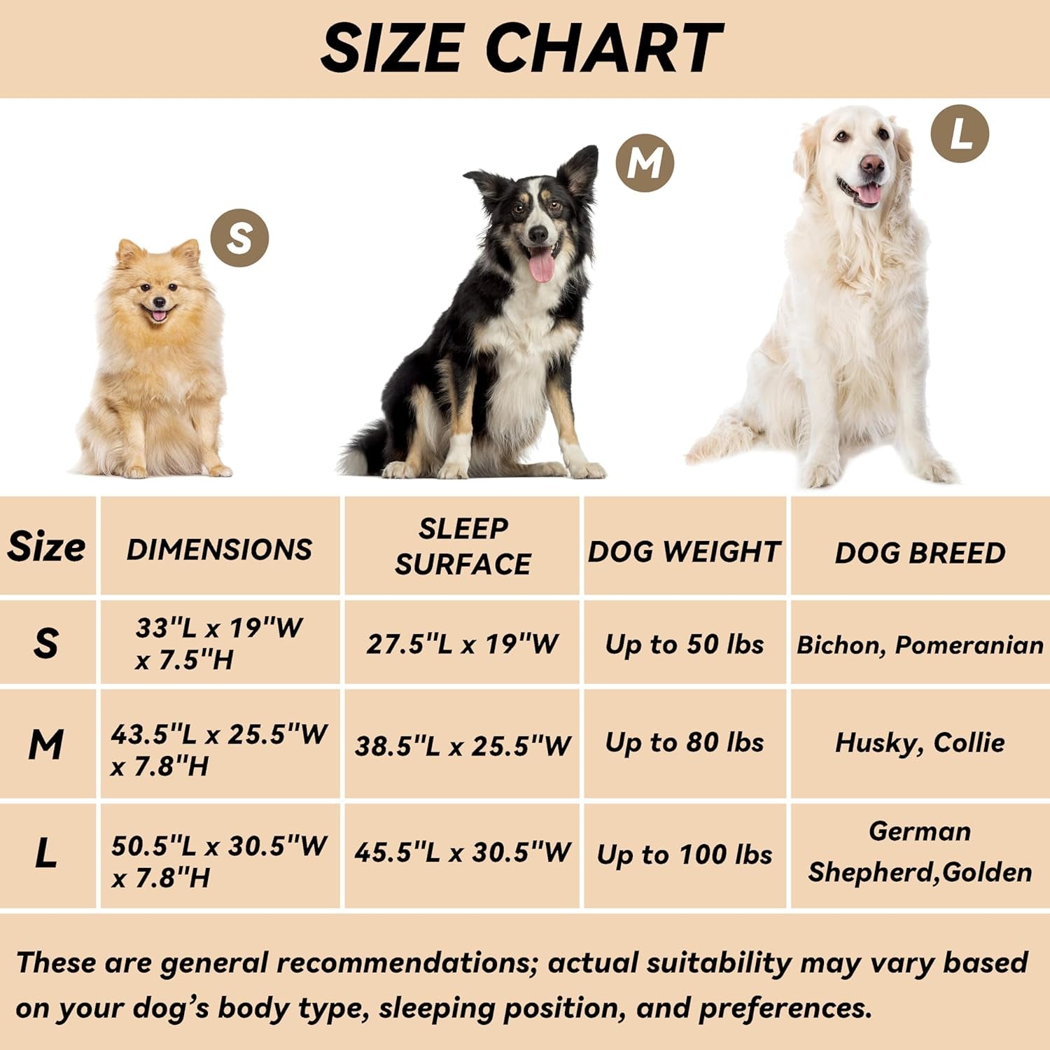 Elevated Dog Bed for Large Dogs, Raised Dog Bed with Breathable Mesh, Non Slip, Easy to Clean, 50.5 Inches, Brown