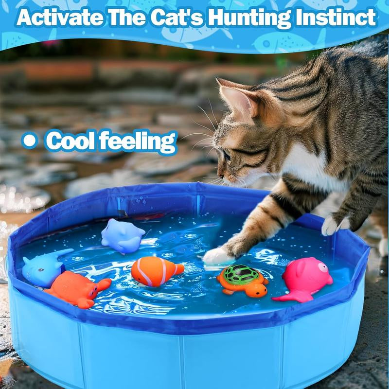 Cat Pool Toy with Fish-Water Cat Toys,Portable Cat Pool Toy,Cat Water Toys for Bored Indoor Cats,Interactive Cat Toys for Indoor Cats for Endless Self Play Animal Tools