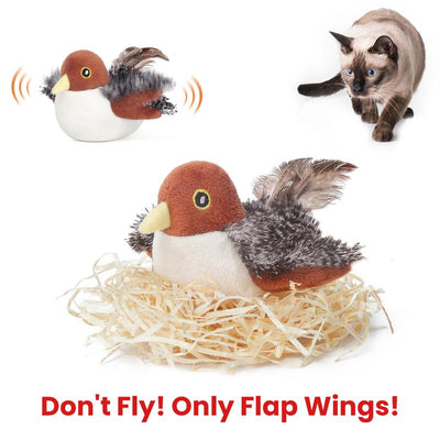 Potaroma Cat Toys Flapping Bird (DON'T FLY), Lifelike Chirping Cat Kicker (DON'T FLY), Rechargeable Touch Activated Interactive Kitten Toy