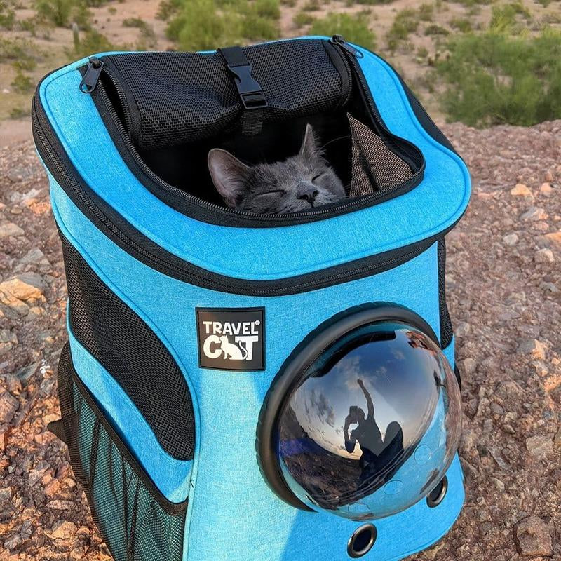 “The Fat Cat” Cat Backpack in Aqua - for Larger Cats