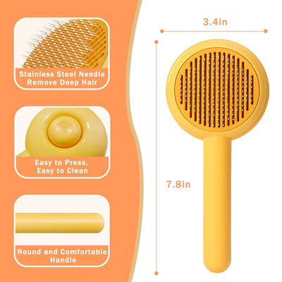 Cat Brushes for Indoor Cats - Pet Self Cleaning Slicker Brush Removes Deep Waste Hair - Cats Dogs Resin Protected Massage Comb(Yellow) Fur Remover Pet Supply Pet Product Pet Brush Brush Remove Cordless Spray Comb