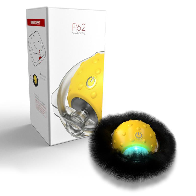 Interactive Cat Toys Ball Fast Rolling in Pouch,Motion Activate Chirping Cat Toy Hide and Seek Mouse Catching Game Auto Interactive Cat Toy Wand