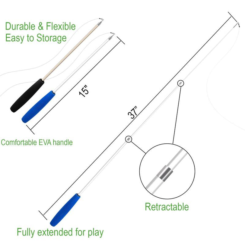 Chemical-Free Dyeing Cat Feather Toys for Indoor Cats - Include Cat Wand and Natural Feather Refills