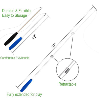Chemical-Free Dyeing Cat Feather Toys for Indoor Cats - Include Cat Wand and Natural Feather Refills