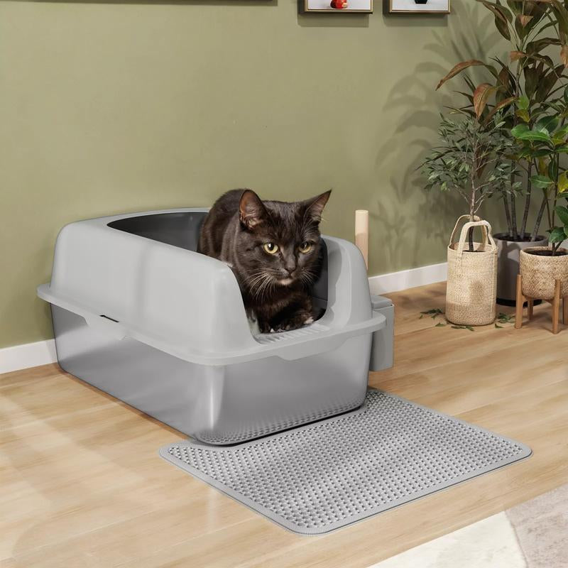 Yitahome Stainless Steel Cat Litter Box with Lid and Scoop, Extra Large Enclosed Metal Litter Box for Large Cats with Non-Slip Bottom, Odorless, Anti-Leakage, Non-Stick