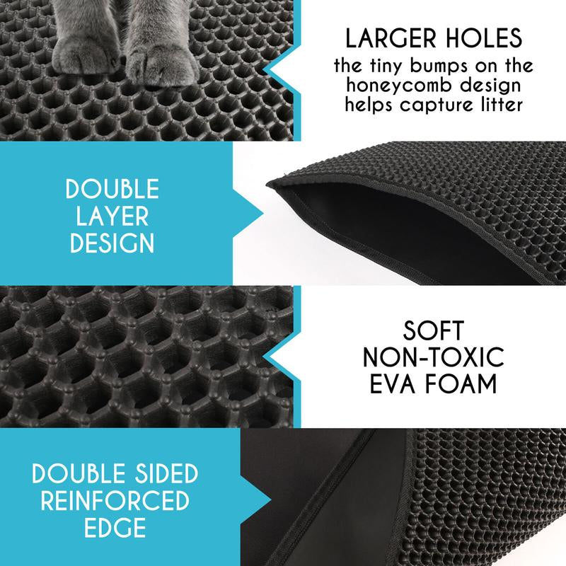 Cat Litter Trapping Mat Double Layer Kitty Litter Trapper Pad Non-Slip 24X15 In