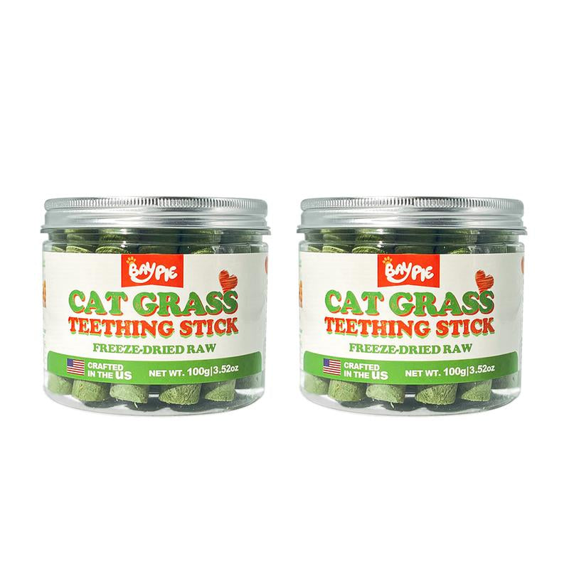 BAYPIE 3.5Oz Cat Grass Teething Stick, Delicious Cat Treat Snack Edible Cat Chew Toy for Teeth Cleaning and Hairball Removal in Cats