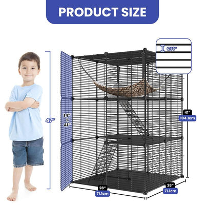 YITAHOME Cat Cage Indoor Cat Enclosures DIY Cat Playpen Metal Kennel with Extra Large Hammock for 1-2 Cats, Ferret, Chinchilla, Rabbit, Small Animals