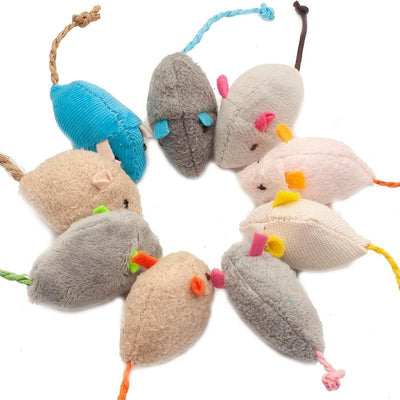 Realistic Cat Toy Mice 12 Pack - Interactive Biting Toys for Cats with Realistic Features and Colorful Accents Chewing Cat Toys