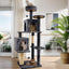 Wecharmer Cat Tree / Tower for Indoor Cats with Green Leaves, Cat Condo Cozy Plush Cat House with Hang Ball and Leaf Shape Design, Cat Furniture Pet House with Cat Scratching Posts Home Enclosed