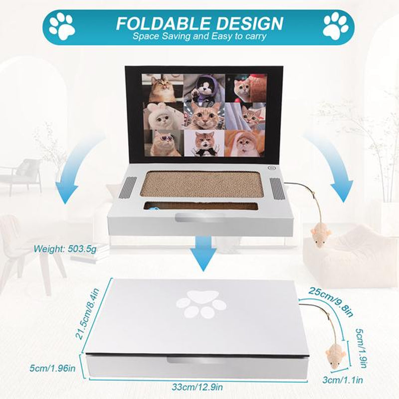 Cat Scratch Laptop ,Send Your Cat to Work Interactive Cat Toys, Cardboard Scratch Toy for Indoor Cats & Kittens Novelty Cat Gifts