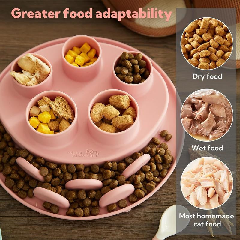 Puzzle Feeder Cat Slow Feeder, IQ Training & Mental Stimulating, Silicone Bowl for Indoor Cats, Multicoloured, Dishwasher Safe