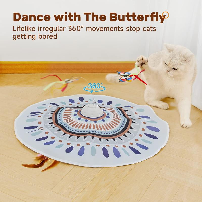 Potaroma Electric Cat Toys Chargeable, 3In1 Hide and Seek Kitten Wand Toy, Interactive Automatic Cats Toy, Fluttering Butterfly, Moving Feather, Indoor Exercise Kicker 22.8 Inches Cover for All Breeds