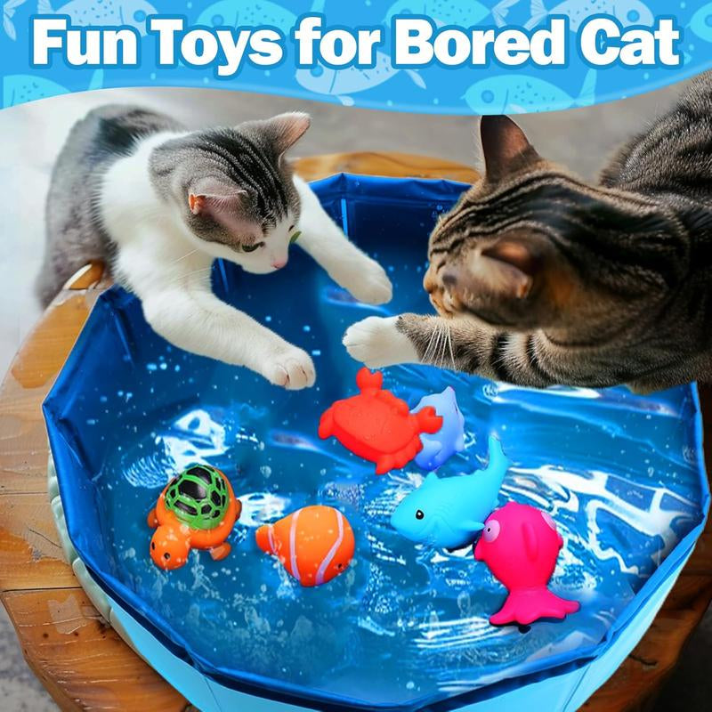 Cat Pool Toy with Fish-Water Cat Toys,Portable Cat Pool Toy,Cat Water Toys for Bored Indoor Cats,Interactive Cat Toys for Indoor Cats for Endless Self Play Animal Tools