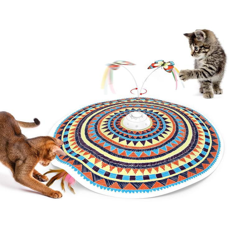 Potaroma Electric Cat Toys Chargeable, 3In1 Hide and Seek Kitten Wand Toy, Interactive Automatic Cats Toy, Fluttering Butterfly, Moving Feather, Indoor Exercise Kicker 22.8 Inches Cover for All Breeds