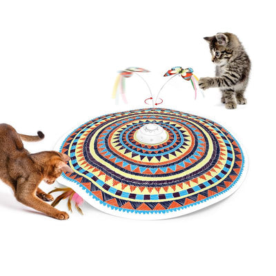 Potaroma Electric Cat Toys Chargeable, 3In1 Hide and Seek Kitten Wand Toy, Interactive Automatic Cats Toy, Fluttering Butterfly, Moving Feather, Indoor Exercise Kicker 22.8 Inches Cover for All Breeds