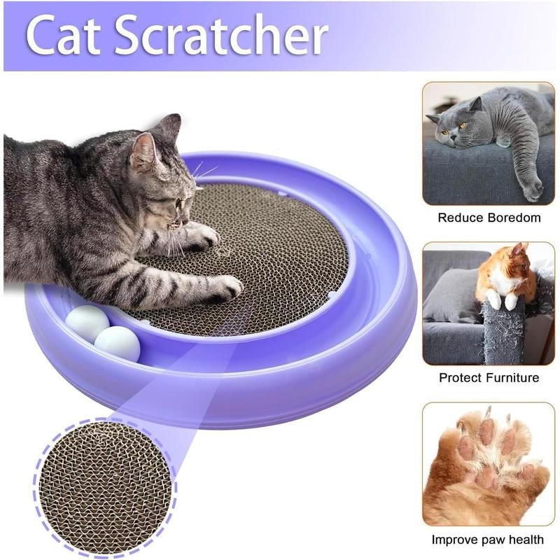 Cat Scratching Board,Cat Scratchers for Indoor Cats,Cat Ball Track,Cat Ball Toy Cat Toys for Bored Indoor Adult Cats for Kitten Mental Physical Exercise with Spare Ball to Prevent Loss (Purple)