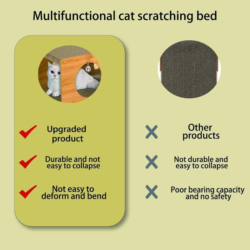 Multi-Hole Fun Cat Tunnel with Scratching Board and Game Pom Pom Cat Tunnel House, Interactive Cat Scratching House, Self-Improvement Drilling Hole Teaser, Must-Have for Multi-Cat Families