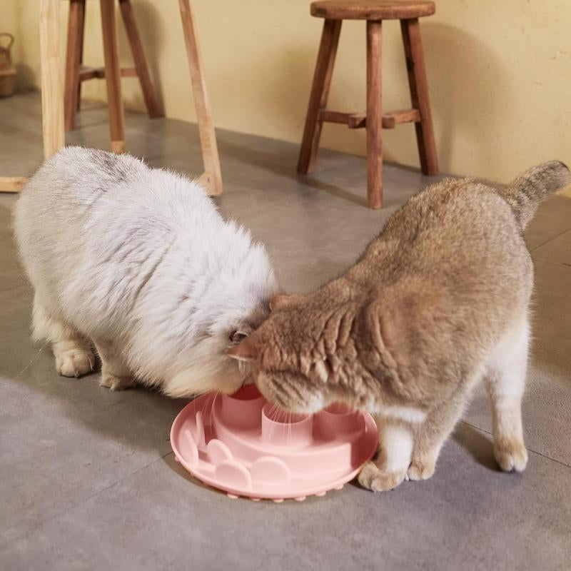 Puzzle Feeder Cat Slow Feeder, IQ Training & Mental Stimulating, Silicone Bowl for Indoor Cats, Multicoloured, Dishwasher Safe