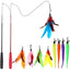 Interactive Feather Cat Toys Refills for Indoor Cats with 2 Cat Wands, 9 Feather Worms, and 2 Extra Strings