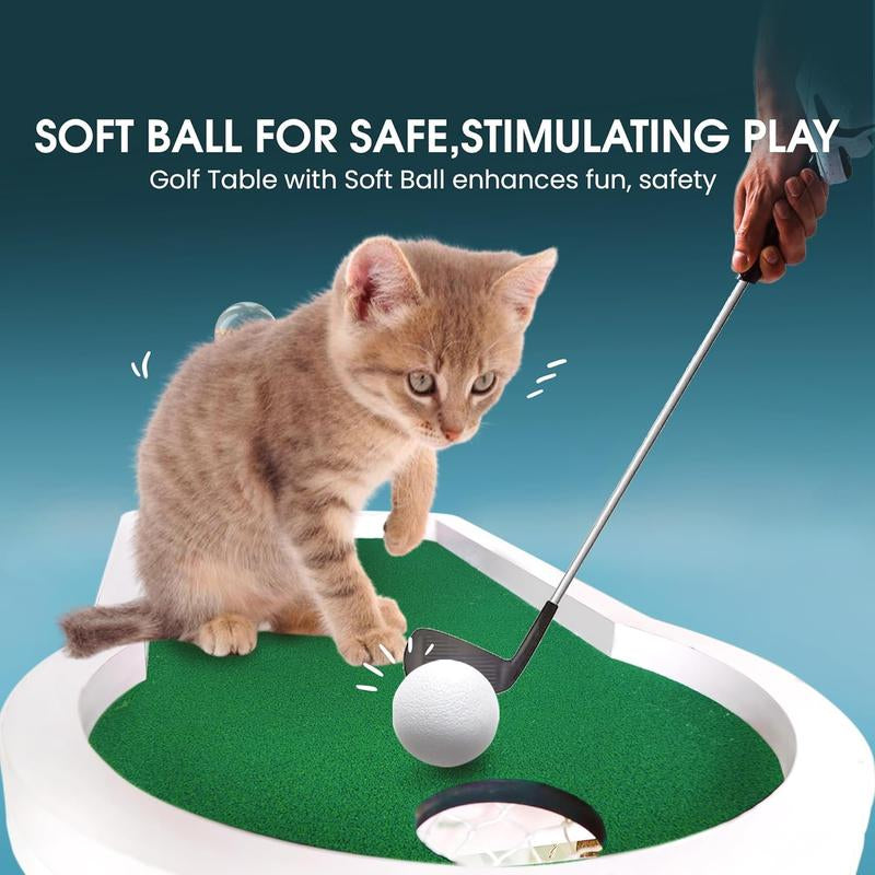 8-In-1 Cat Golf Table Set: Cat Tree Tower with Scratching Post, Catnip Pillows, Feather Wand, Feeder & Furniture for Indoor Cat Scratching Ramp