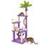 Wecharmer 55" Cat Tree / Tower for Indoor with Green Leaves, Cat Condo Cozy Plush House with Hang Ball, Pet Furniture with Scratching Posts Cat Tree