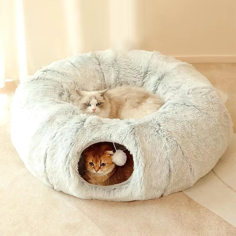 Warm and Cozy Cat Tunnel - Foldable, Plush, with Tunnel, Ideal for Cats, Soft and Comfortable Design