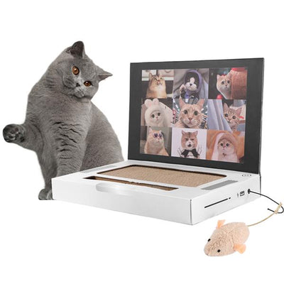 Cat Scratch Laptop ,Send Your Cat to Work Interactive Cat Toys, Cardboard Scratch Toy for Indoor Cats & Kittens Novelty Cat Gifts